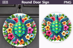 Tropical Turtle Floral Door Sign | Beach Decor Product Image 1