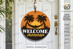 3D Summer Round Sign Laser Cut. Welcome summer SVG Product Image 1