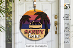 3D Summer Round Sign Laser Cut. Sandy home SVG Product Image 1