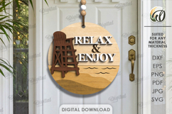 3D Summer Round Sign Laser Cut. Relax and enjoy SVG Product Image 1