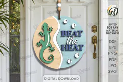 3D Summer Round Sign Laser Cut. Beat the heat SVG Product Image 1