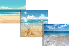 Summer Sand Beach Ocean Backgrounds Digital Paper Product Image 4