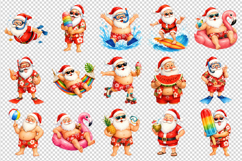 Summer Santa clipart printable sublimation bundle png Product Image 2