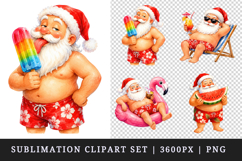 Summer Santa clipart printable sublimation design png Product Image 1