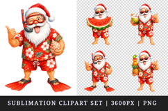 Summer Santa clipart printable sublimation design png Product Image 1