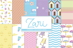 Preview of pastel summer scrapbook paper for beach vacation memory keeping projects