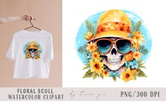 Floral summer skull with flower bouquet clipart- 1 png file Product Image 1