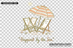 happiest by the sea, beach chair png, coastal summer png, seaside design png, beach sublimation, ocean lover design, summer shirt png, coastal t shirt png, vacation beach png, beach lover gift