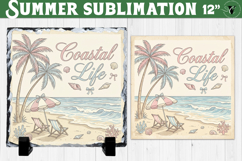 Coastal life Sublimation PNG | Summer Beach Slate Design Product Image 1