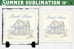Beach house Sublimation PNG | Summer Beach Slate Design Product Image 1