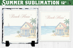 Beach house Sublimation PNG | Summer Beach Slate Design Product Image 1