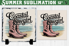 Coastal Cowgirl Sublimation | Summer Beach Slate Design Product Image 1