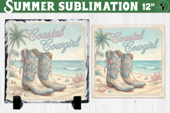 Coastal Cowgirl Sublimation | Summer Beach Slate Design Product Image 1