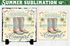 Coastal Cowgirl Sublimation | Summer Beach Slate Design Product Image 1