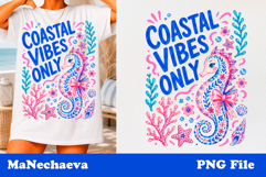 Summer Coastal Sublimation | Coastal Vibes Seahorse PNG Product Image 1