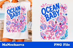 Summer Coastal Sublimation | Ocean Baby Octopus PNG Product Image 1