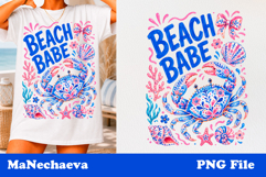 Summer Coastal Sublimation | Beach Babe Crab PNG Product Image 1