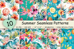 summer seamless pattern, tropical floral digital, summer scrapbook paper, tropical pattern bundle, summer digital paper, floral tropical tile, summer watercolor paper, tropical scrapbook paper, summer floral tile, tropical floral bundle, summer craft pape