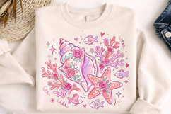 seashell starfish png, underwater clipart png, summer beach clipart, hand drawn seashell, starfish clipart png, ocean life design, coastal sea clipart, beach elements png, sea life sublimation, summer ocean png