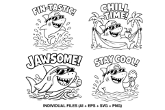 Playful shark designs with beach and vacation theme