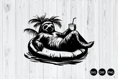 Summer Sloth Relaxing on Pool Float SVG, Funny Sloth SVG Product Image 1