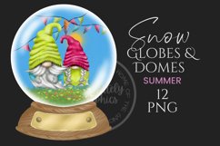 Summer Snow Globe and Domes Watercolor Clipart Png