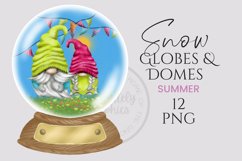 Summer Snow Globe and Domes Watercolor Clipart Png