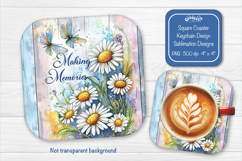 Summer Square Coaster Sublimation PNG Floral farmhouse Product Image 1