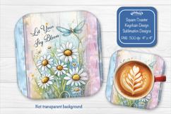 Summer Square Coaster Sublimation PNG Floral farmhouse Product Image 1