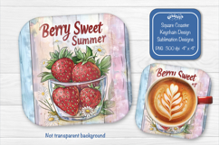 Strawberry Summer Square Coaster Sublimation Floral png Product Image 1
