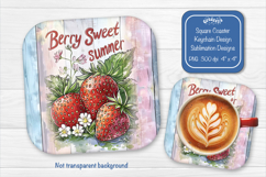 Strawberry Summer Square Coaster Sublimation Floral png Product Image 1