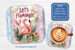 Flamingo Summer Square Coaster Sublimation Floral Tropical Product Image 1