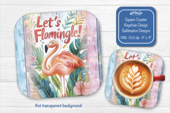 Flamingo Summer Square Coaster Sublimation Floral Tropical Product Image 1