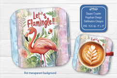 Flamingo Summer Square Coaster Sublimation Floral Tropical Product Image 1
