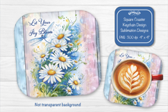 Daisies Summer Square Coaster Sublimation Floral farmhouse Product Image 1