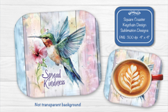 Hummingbird Summer Square Coaster Sublimation Floral png Product Image 1