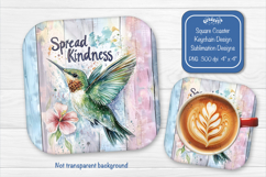Hummingbird Summer Square Coaster Sublimation Floral png Product Image 1