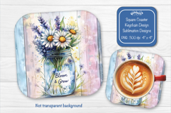 Daisies Summer Square Coaster Sublimation floral png Product Image 1