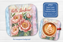 Peonies Summer Square Coaster Sublimation farmhouse png Product Image 1