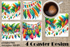 Summer watercolor funny - sea square coaster Product Image 1