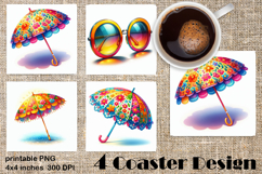 Summer watercolor funny - sea square coaster Product Image 1