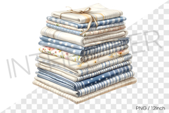 Blue stripe and check pattern summer fabric stack PNG cloth Product Image 1