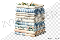 Soft blue floral pattern summer fabric stack PNG cloth art Product Image 1
