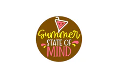 Summer State of Mind Round Sign Laser Cut SVG Template Product Image 2