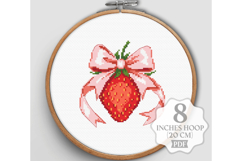 Strawberry Cross stitch pattern PDF Cute Bow Summer Fruit Product Image 1
