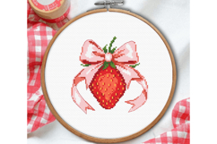 Strawberry Cross stitch pattern PDF Cute Bow Summer Fruit Product Image 2