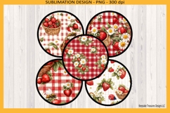 Summer Strawberry Round Coasters PNG Sublimation Template Product Image 1