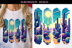 Vintage Desert T Shirt Sublimation | Cactus | Retro Sunset Product Image 1