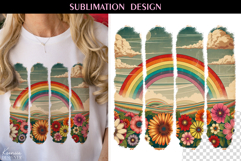 Vintage Rainbow T Shirt Sublimation | Retro Wild Flower Product Image 1