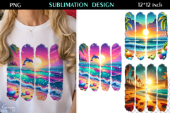 Dolphin| Sunset Beach T Shirt Sublimation | Summer Vibes Product Image 1